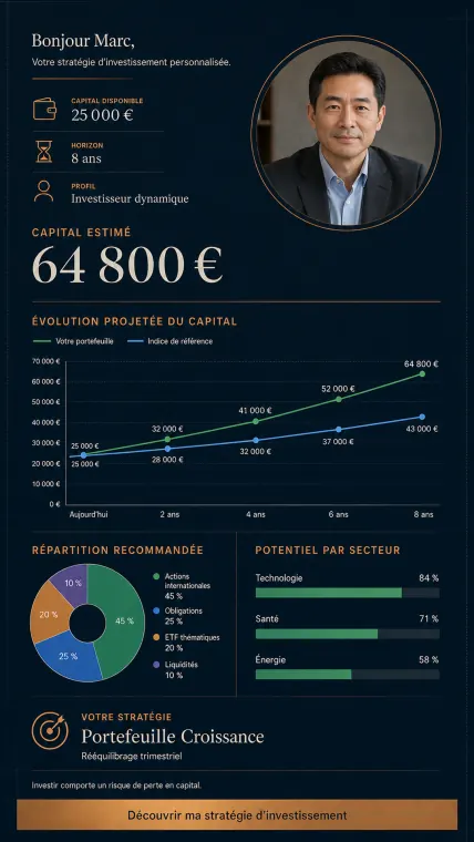 Video funnel template — investor profile and stock market strategy
